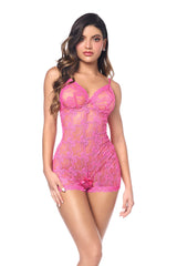 Flirty Sheer Floral Lace Open Crotch Romper