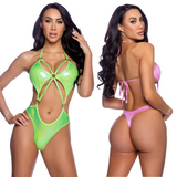 Strappy Shimmer Cutout Bodyuit with O-Ring Detail