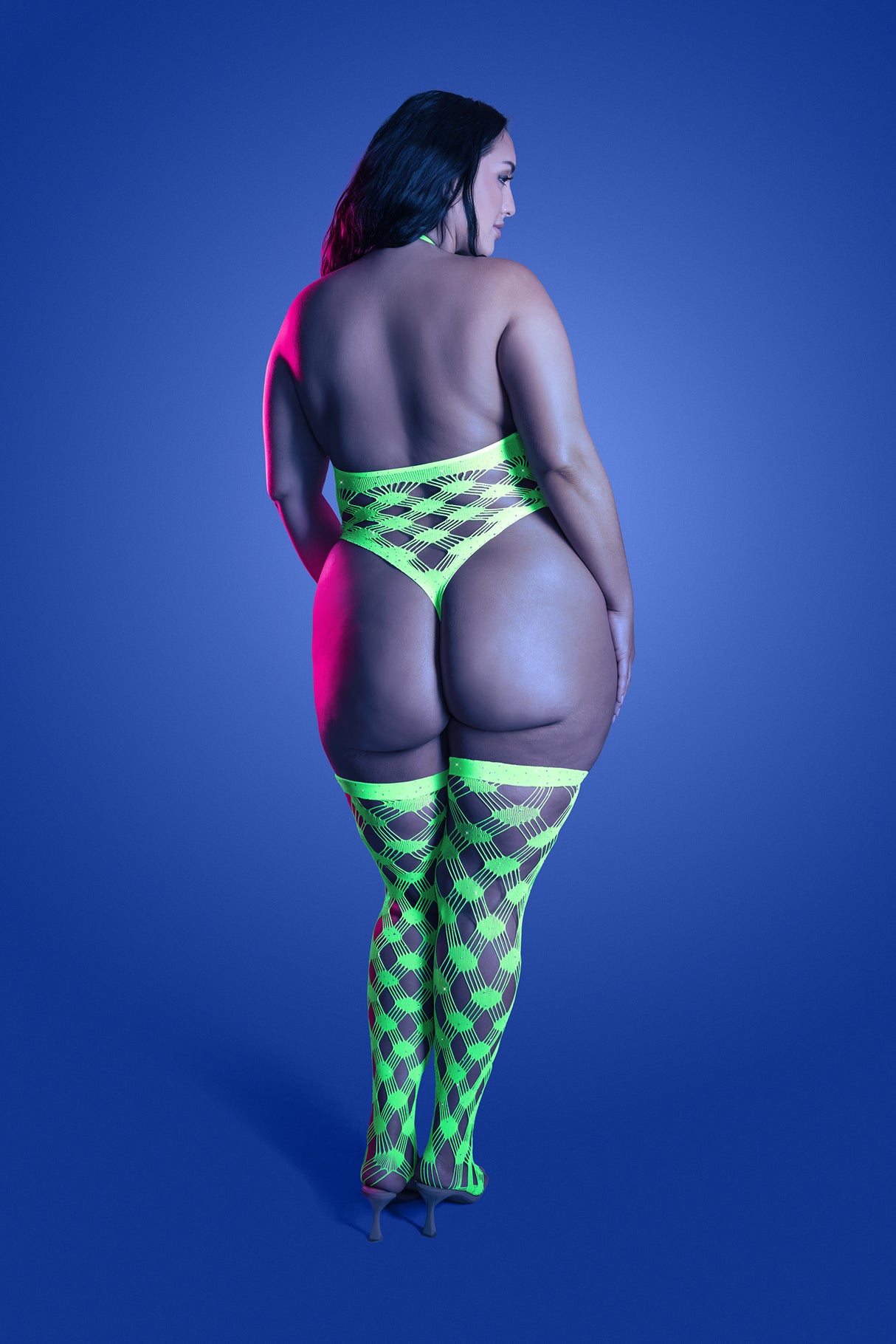 Adrenaline Neon Green Net Bodysuit Set - Curvy
