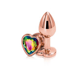 Rear Assets Anal Plug - Rose Gold - Small - Rainbow Heart