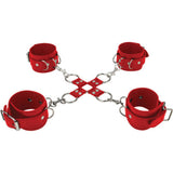 Adjustable Leather Hand and Leg Cuffs - Red