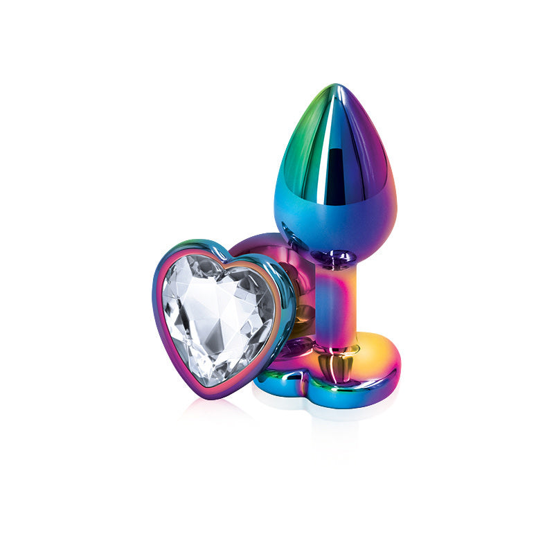 Rear Assets Anal Plug - Multicolor - Small - Clear Heart