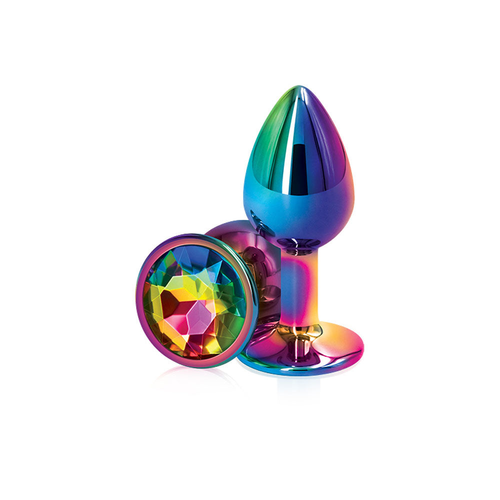 Rear Assets Anal Plug - Multicolor - Small - Rainbow