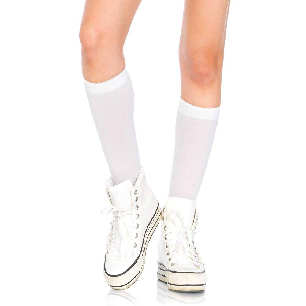 Nylon Knee Hi White - One Size