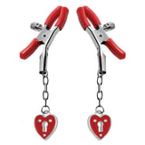 Heart Padlock Nipple Clamps - Red