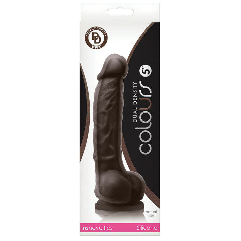 Colours - Dual Density - 5 Inch Dildo -  Dark Brown