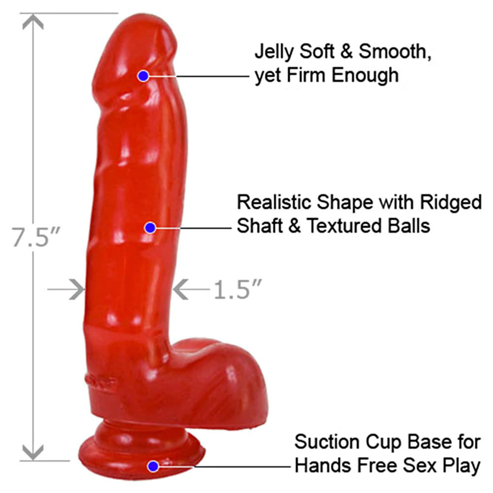 Jelly Jewels - Cock And Balls With Suction Cup - Ruby