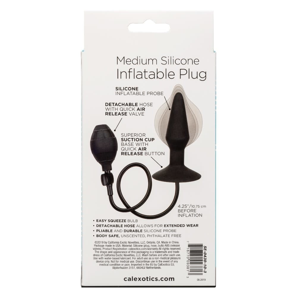 Silicone Inflatable Anal Plug - Medium - Black