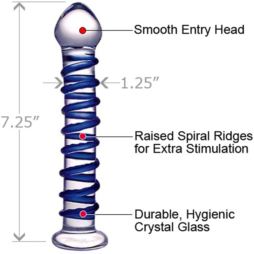 Blue Spiral Glass Dildo