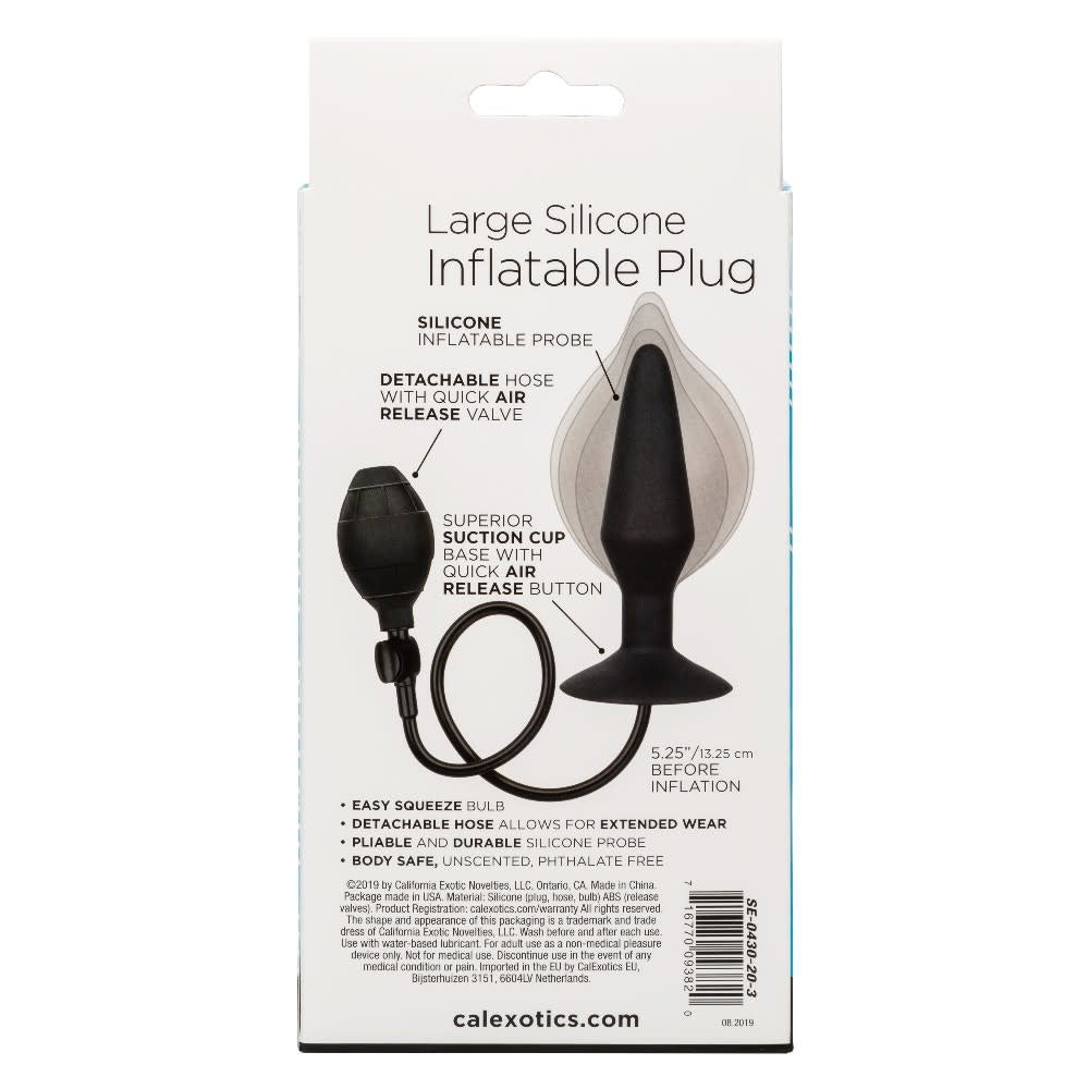 Silicone Inflatable Anal Plug - Large - Black