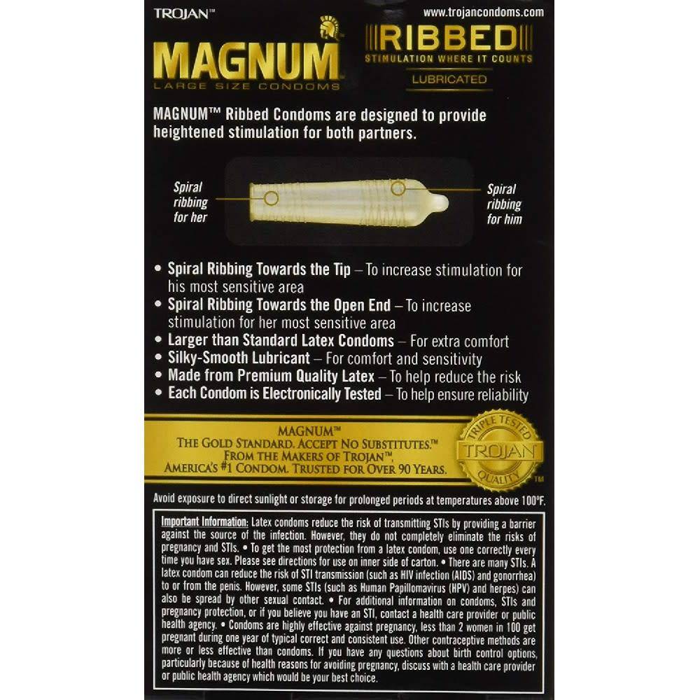 Magnum Ribbed Condom 12-pack