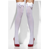 Thigh High Stay-Ups with Bow - White