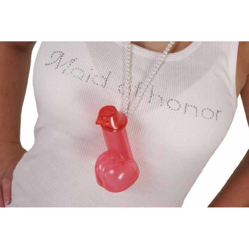 Hanging Penis Shooter With Pearl Necklace