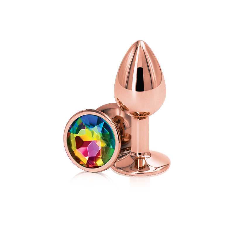 Rear Assets Anal Plug - Rose Gold - Small - Rainbow