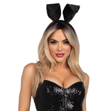 Black Bendable Satin Bunny Headband and Tail Set