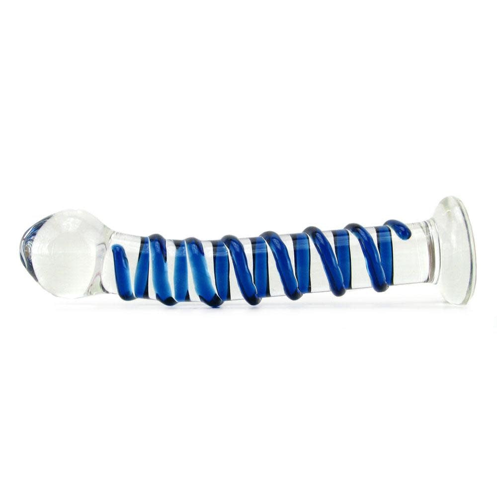 Blue Spiral Glass Dildo