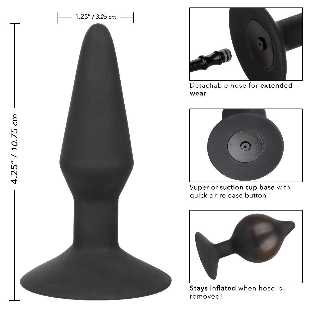 Silicone Inflatable Anal Plug - Medium - Black