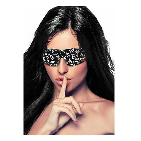 Printed Eye Mask - Love Street Art - Black