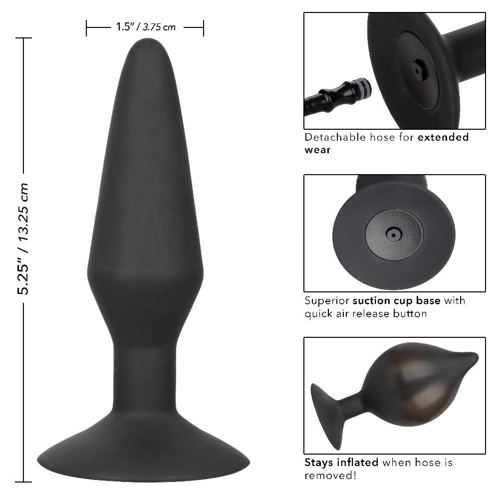 Silicone Inflatable Anal Plug - Large - Black