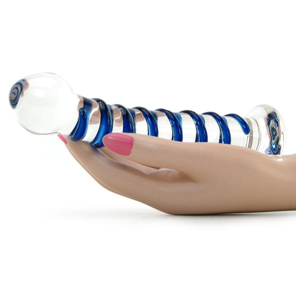 Blue Spiral Glass Dildo