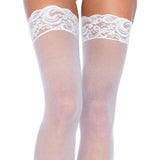 Nylon Sheer Thigh Hi Lace Top - Plus Size