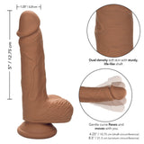 Silicone Studs Dual Density Dong 5" Brown