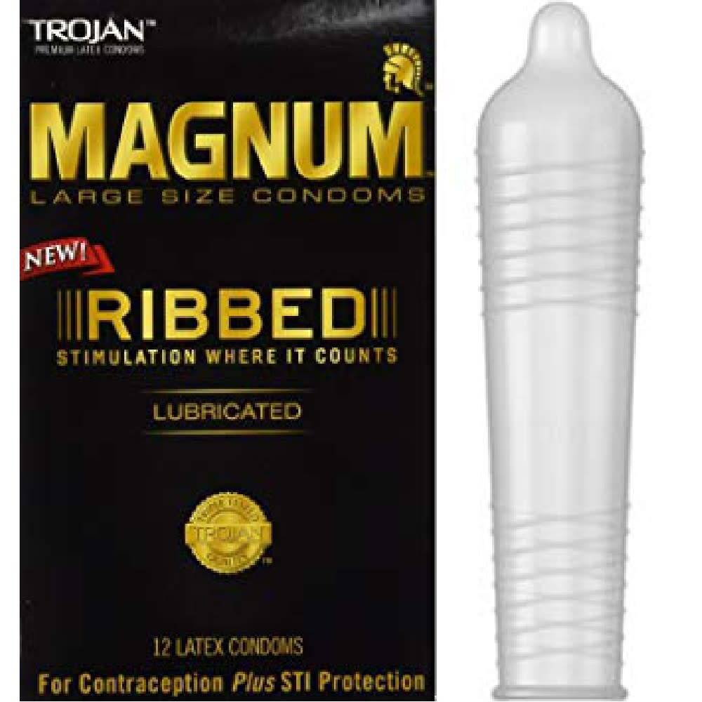 Trojan Magnum Ribbed Condom 12-pack