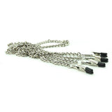 Chained Collar With Nipple and Clit Clamps - Silver