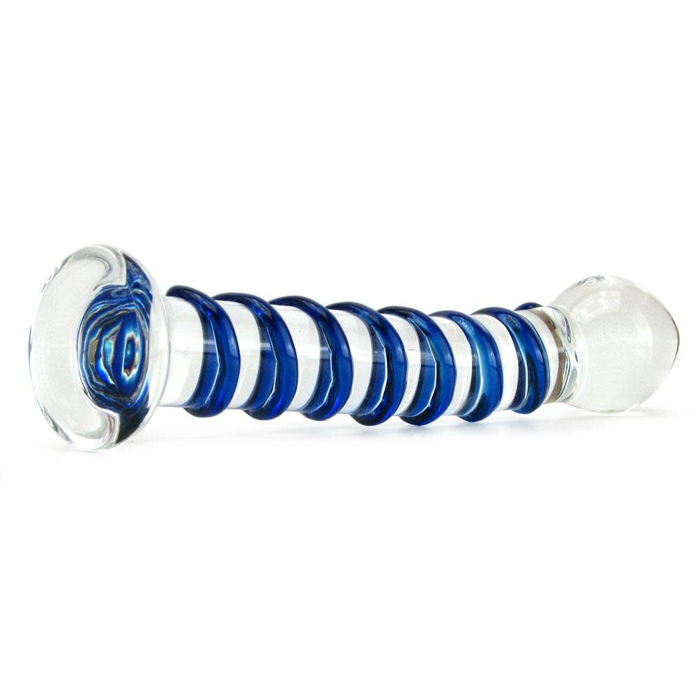 Blue Spiral Glass Dildo