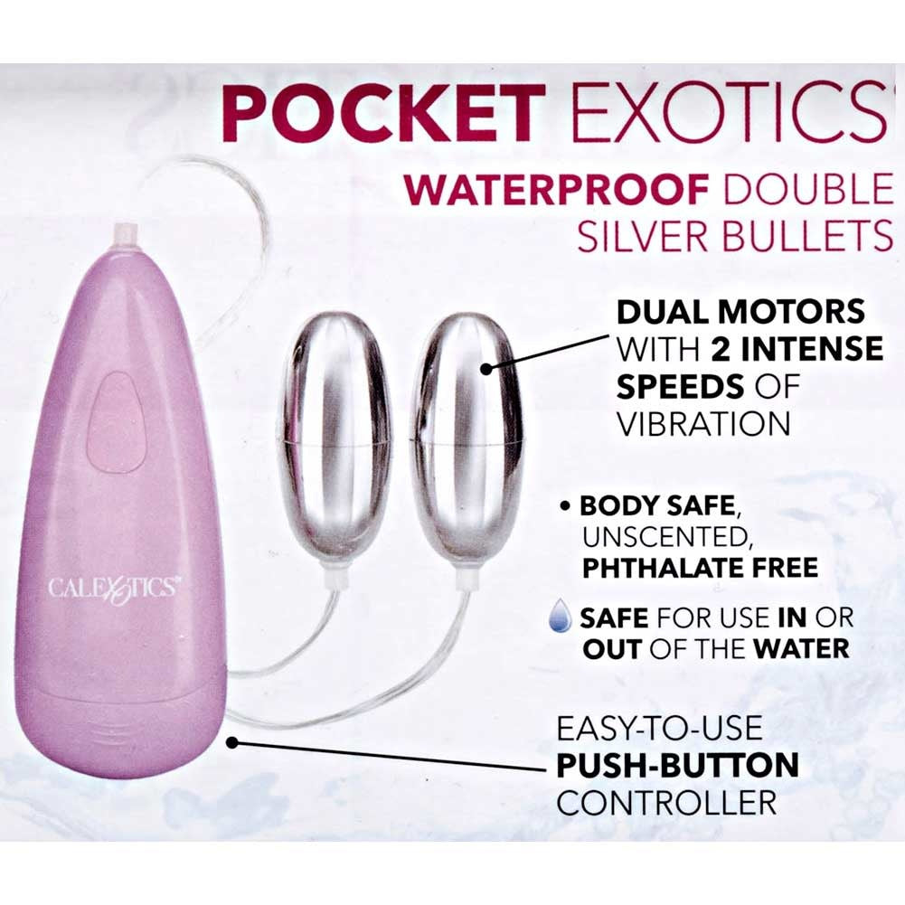 Pocket Exotics Water Proof Vibrating Double Silver Bullets