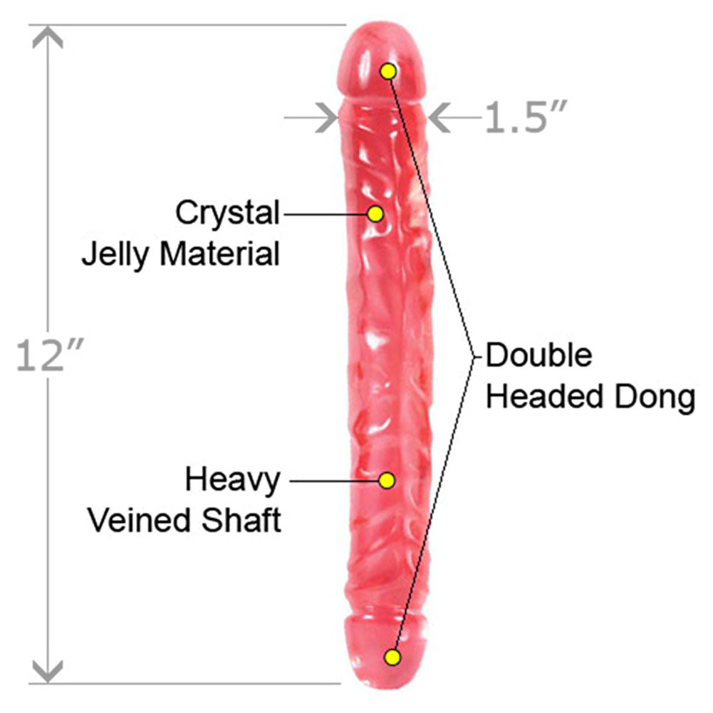 Crystal Jellies 12-inch Jr. Double Dong - Pink