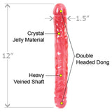 Crystal Jellies 12-inch Jr. Double Dong - Pink