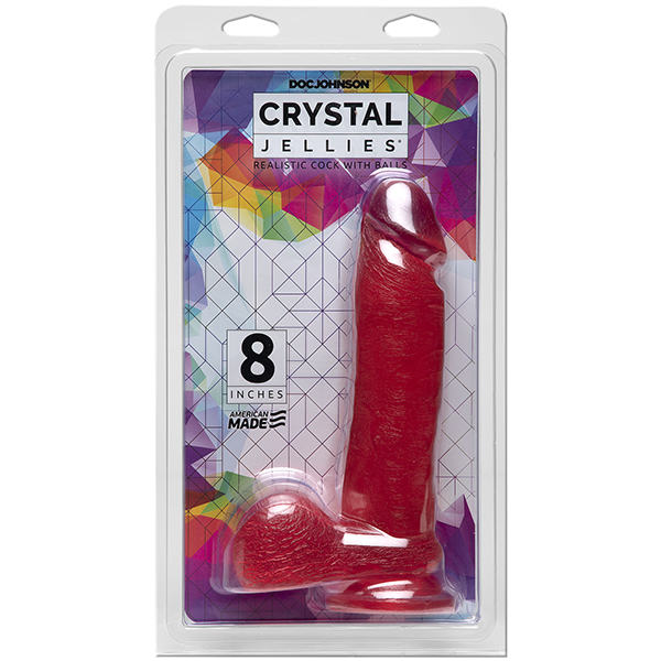 Crystal Jellies Ballsy Cock With Suction Cup 8-inch - Pink