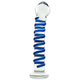 Blue Spiral Glass Dildo