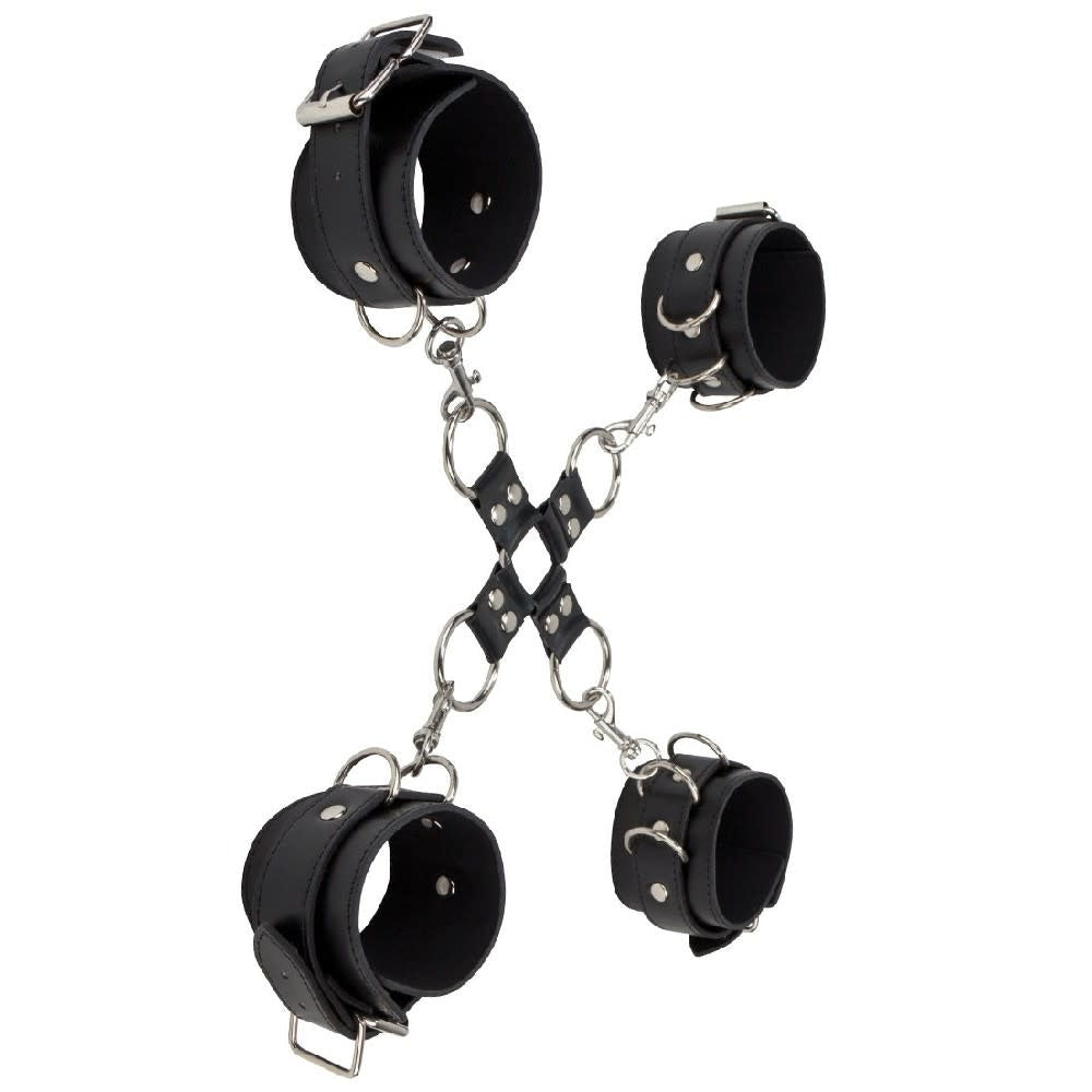 Adjustable Leather Hand and Leg Cuffs - Black