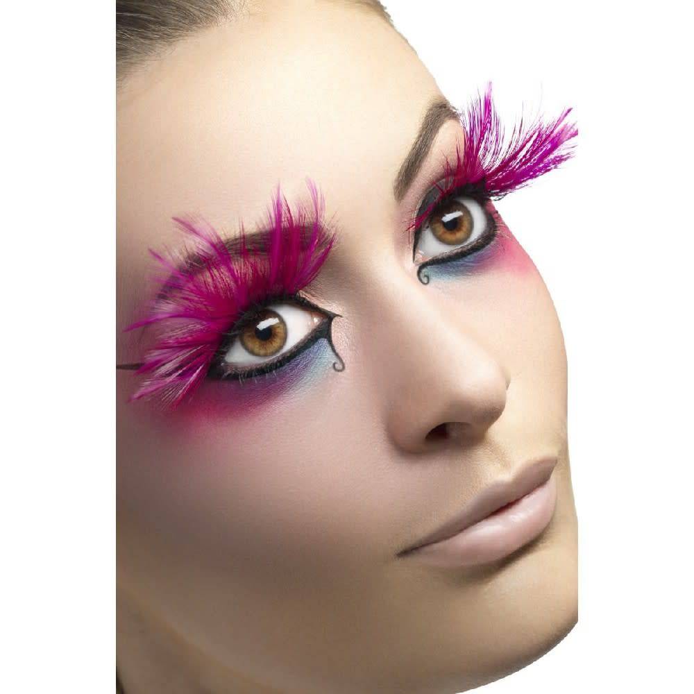 Eyelashes Pink with Feather Plumes