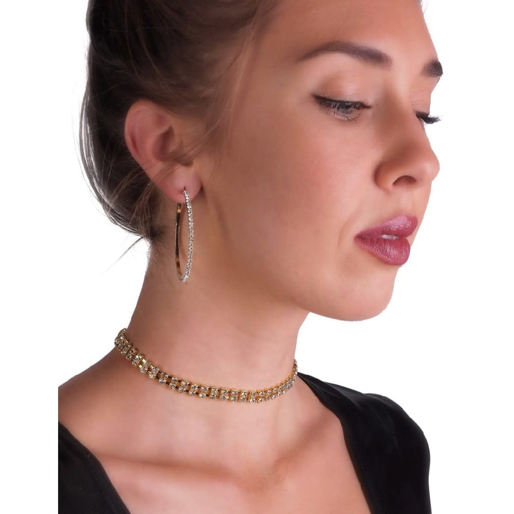 Stretchy Two-Row Choker Silver