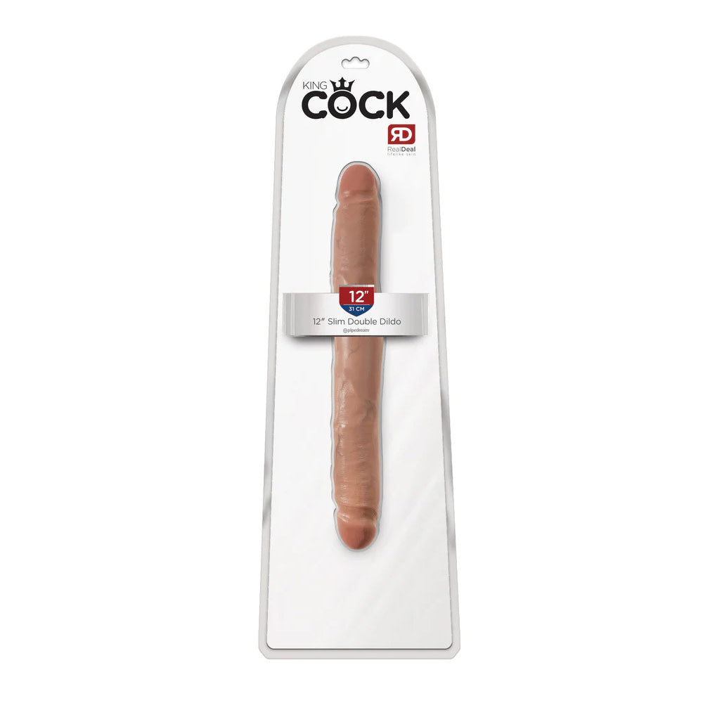 King Cock 12" Slim Double Dildo - Tan