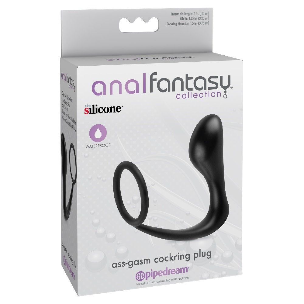 Anal Fantasy Collection Ass Gasm Cockring Plug - Black