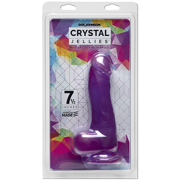 Crystal Jellies 7.5" Master Cock with Balls - Purple