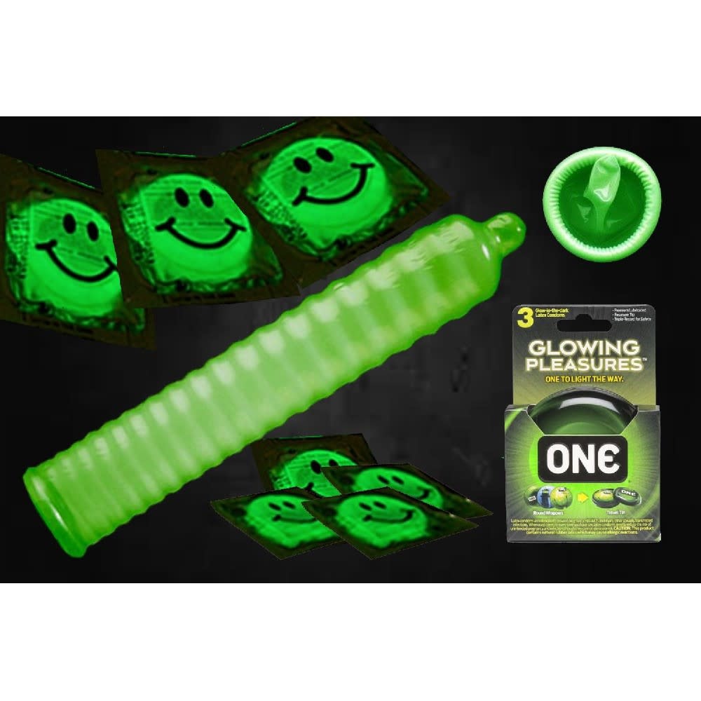 ONE Glowing Pleasures Condoms - Box of 3