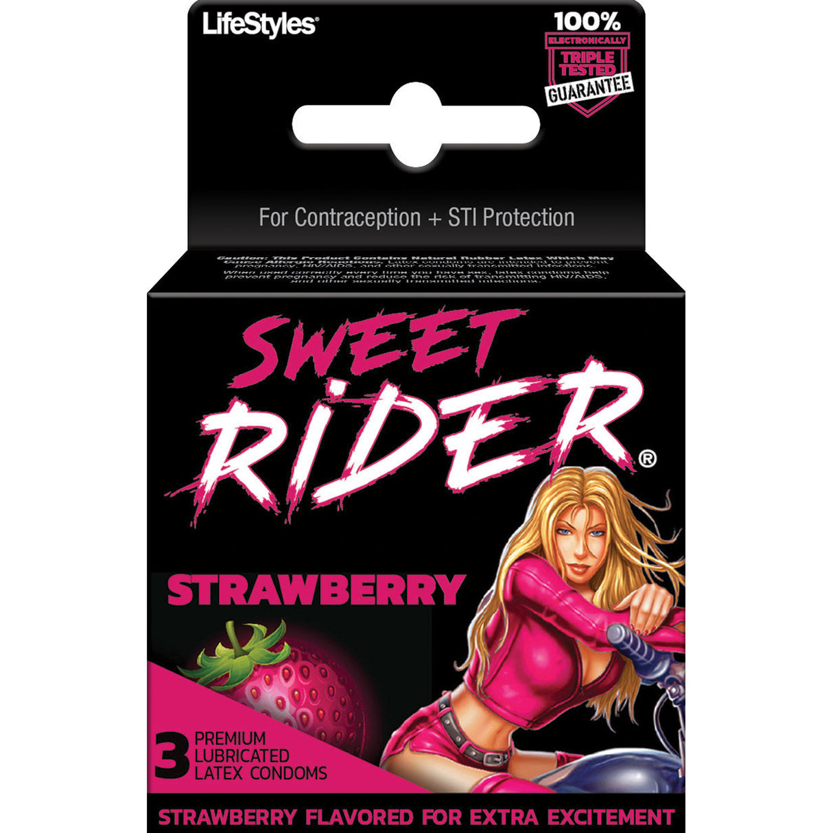 Sweet Rider Strawberry-Flavored Condom 3-pack