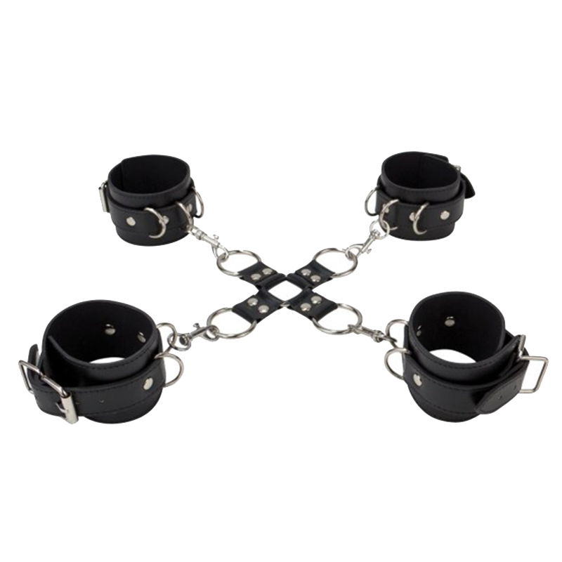 Adjustable Leather Hand and Leg Cuffs - Black