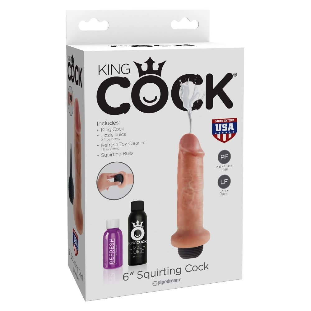 King Cock 6" Squirting Cock - Vanilla