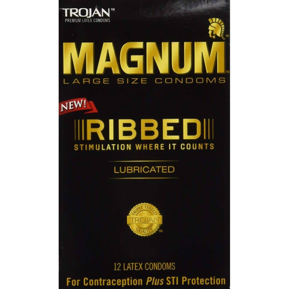 Trojan Magnum Ribbed Condom 12-pack