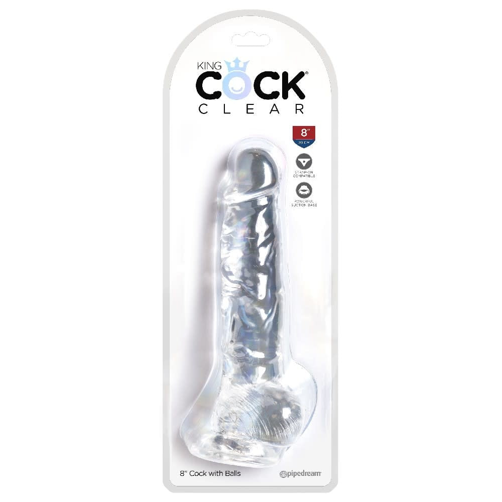 King Cock Clear 8" Cock With Balls