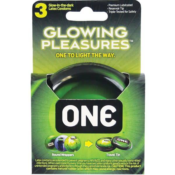 ONE Glowing Pleasures Condoms - Box of 3