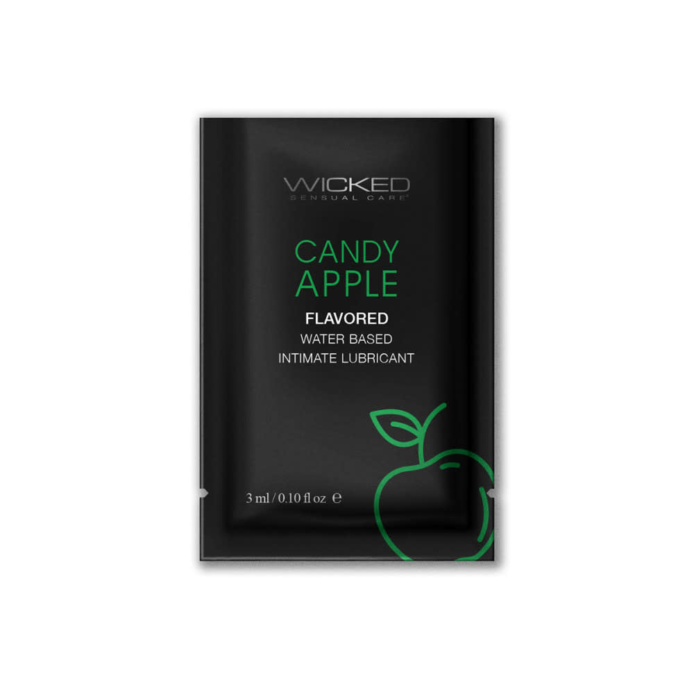 Wicked Sensual Care Aqua Water Based Lubricant - .1 oz Candy Apple packet