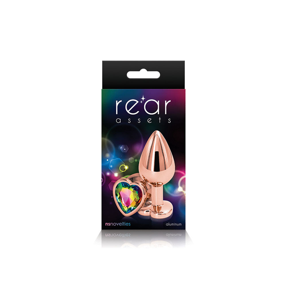 Rear Assets Anal Plug - Rose Gold - Medium - Rainbow Heart