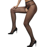 Fishnet Tights Crotchless One Size - Black